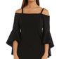 Vestido tubinho com manga sino R &amp; M Richards feminino, preto, tamanho 12