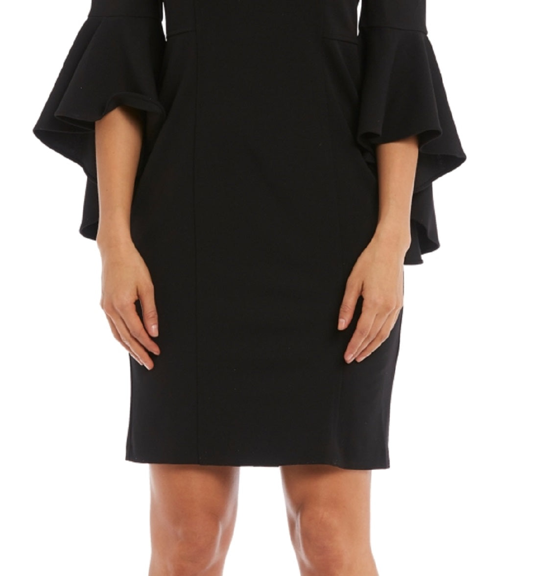Vestido tubinho com manga sino R &amp; M Richards feminino, preto, tamanho 12