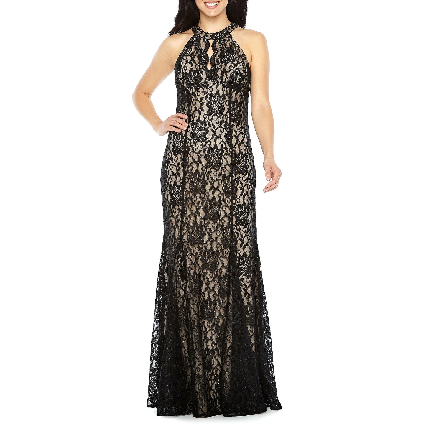Vestido de festa feminino Nightway com decote em V e alças finas, preto, tamanho 14