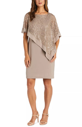 Vestido tubinho com lantejoulas R &amp; M Richards feminino marrom tamanho 4 pequeno