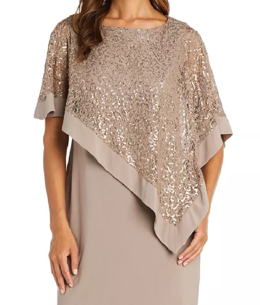 Vestido tubinho com lantejoulas R &amp; M Richards feminino marrom tamanho 4 pequeno