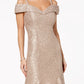 Vestido de renda ombro a ombro feminino R &amp; M Richards, marrom, tamanho 14