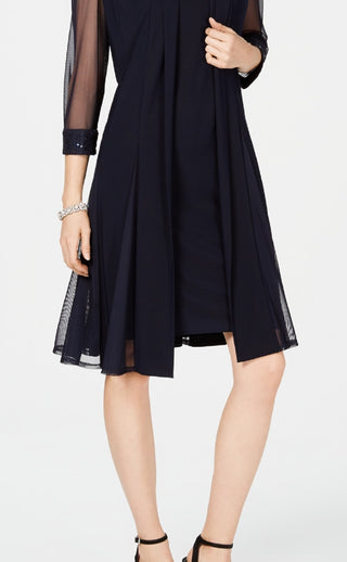 Vestido e jaqueta Duster femininos R &amp; M Richards, azul, tamanho 16