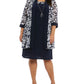 Vestido com colar e jaqueta estampada feminina R &amp; M Richards, azul, tamanho 22W