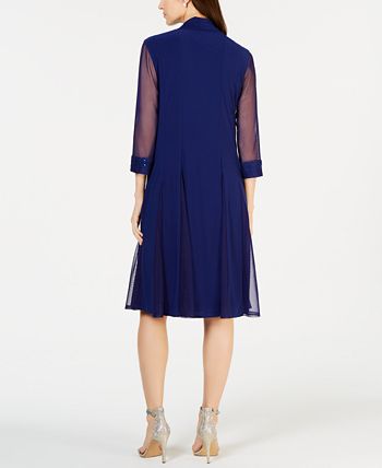 Vestido e jaqueta Duster femininos R &amp; M Richards, azul, tamanho 18