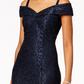 Vestido de renda ombro a ombro feminino R &amp; M Richards, azul, tamanho 16