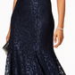 Vestido de renda ombro a ombro feminino R &amp; M Richards, azul, tamanho 16