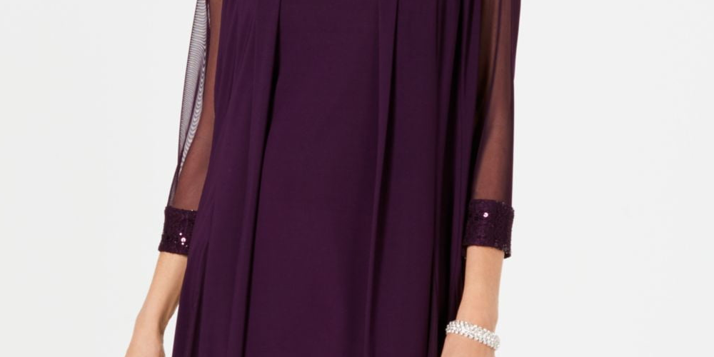 Vestido e jaqueta Duster femininos R &amp; M Richards, roxo, tamanho 16