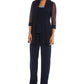 Conjunto feminino de 2 peças, jaqueta, blusa e calça, azul, tamanho 12, pequeno