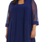 Vestido e jaqueta femininos R &amp; M Richards com detalhes em azul, tamanho 1X