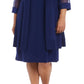 Vestido e jaqueta femininos R &amp; M Richards com detalhes em azul, tamanho 1X