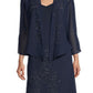 Conjunto de jaqueta e vestido Godet com contas feminino R &amp; M Richards, azul, tamanho 8