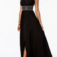 Vestido longo sem mangas com cintura elástica e contas R &amp; M Richards feminino, preto, tamanho 6