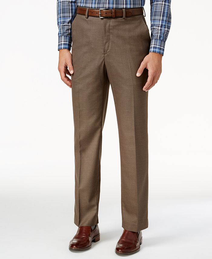 Calça social masculina Michael Kors com frente lisa, marrom, tamanho 34x32