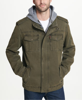 Levi's Men's Sherpa Lined Two Pocket Hooded Trucker Jacket Green Size Medium