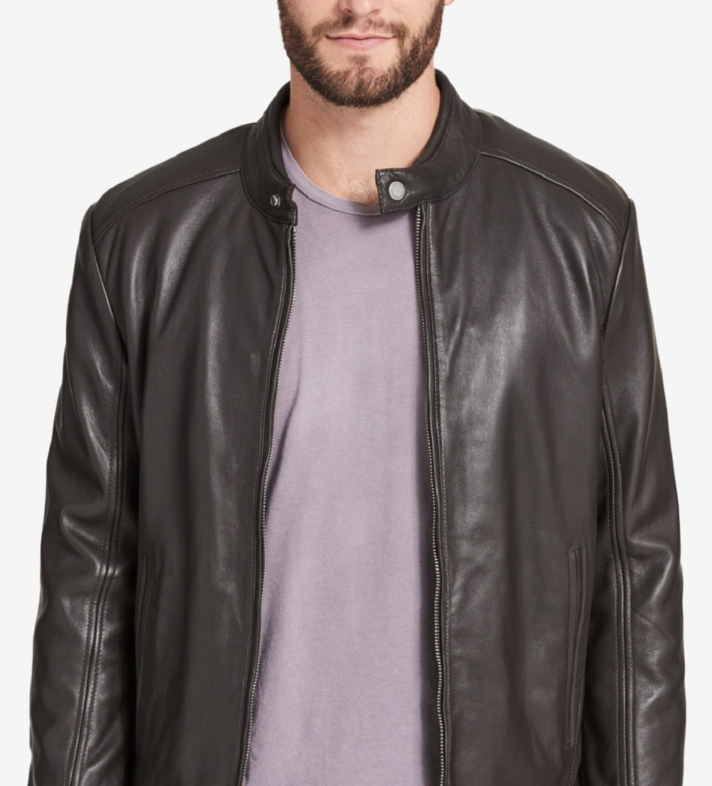 Jaqueta de couro masculina Marc New York Moto marrom tamanho pequeno