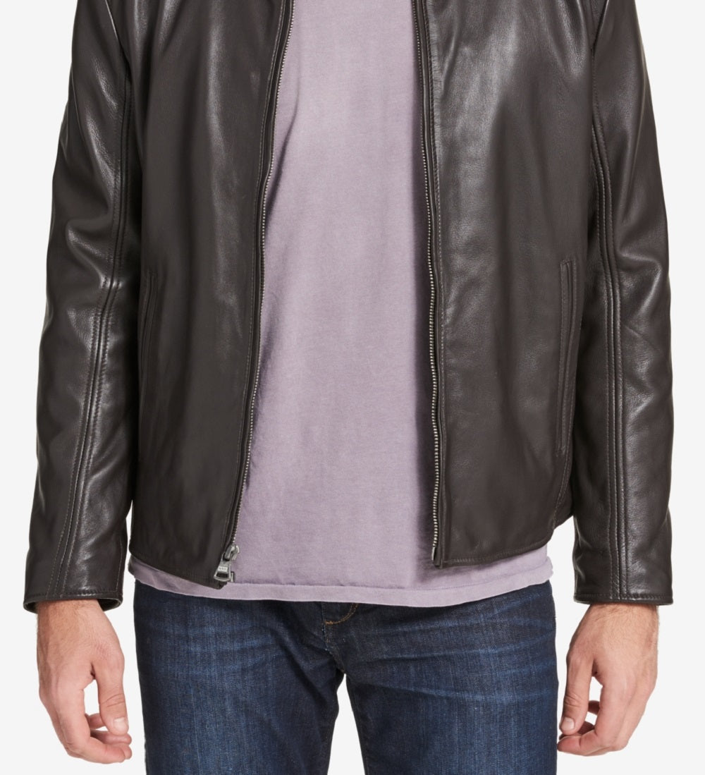Jaqueta de couro masculina Marc New York Moto marrom tamanho pequeno