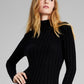 E agora este vestido justo com nervuras direcionais para mulheres, preto, tamanho pequeno