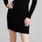 E agora este vestido justo com nervuras direcionais para mulheres, preto, tamanho pequeno