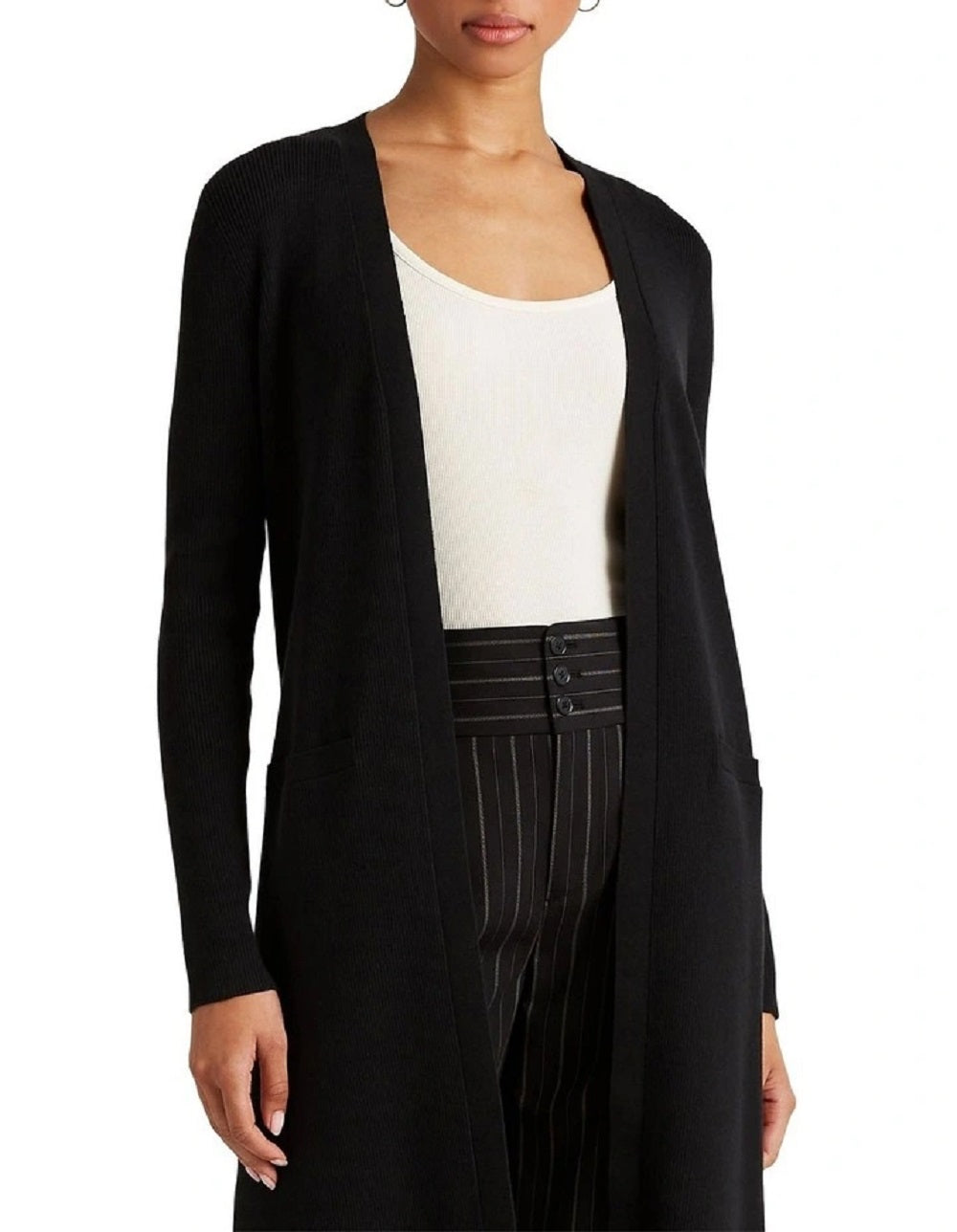 Cardigan Ralph Lauren Feminino de Algodão Misto Preto Tamanho P
