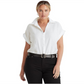Camisa Ralph Lauren Feminina Manga Dolman de Linho Branca Tamanho 1X