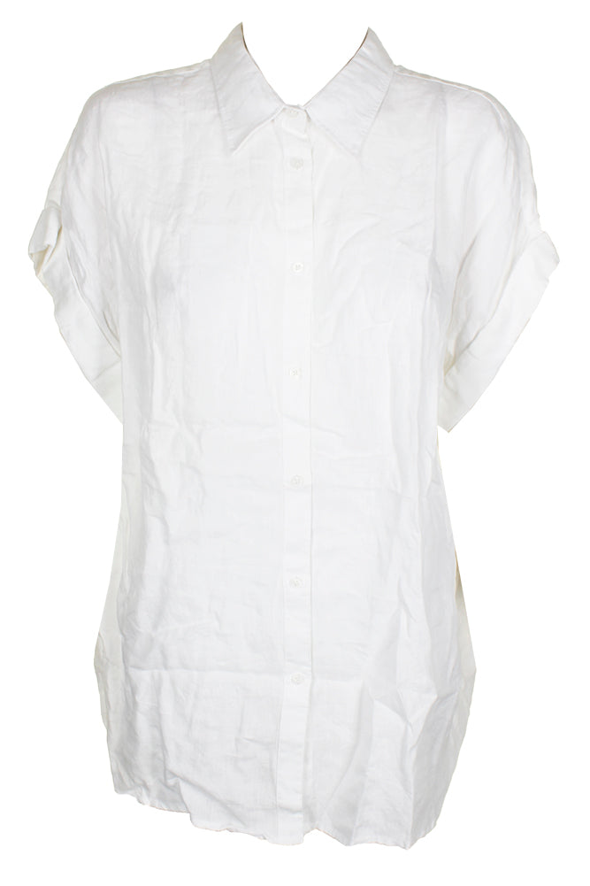 Camisa Ralph Lauren Feminina Manga Dolman de Linho Branca Tamanho 2X