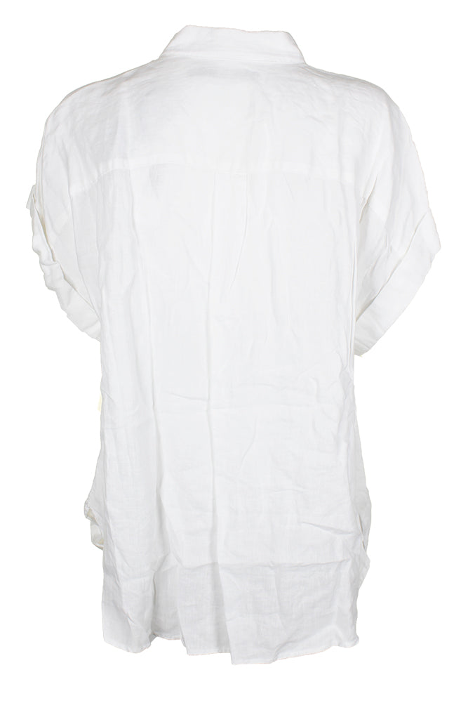 Camisa Ralph Lauren Feminina Manga Dolman de Linho Branca Tamanho 2X