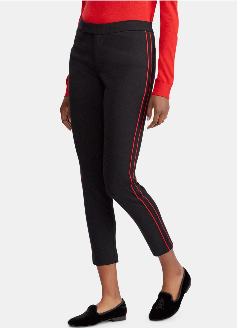 Calça Skinny Ponte Listrada Feminina Ralph Lauren Preta Tamanho Médio