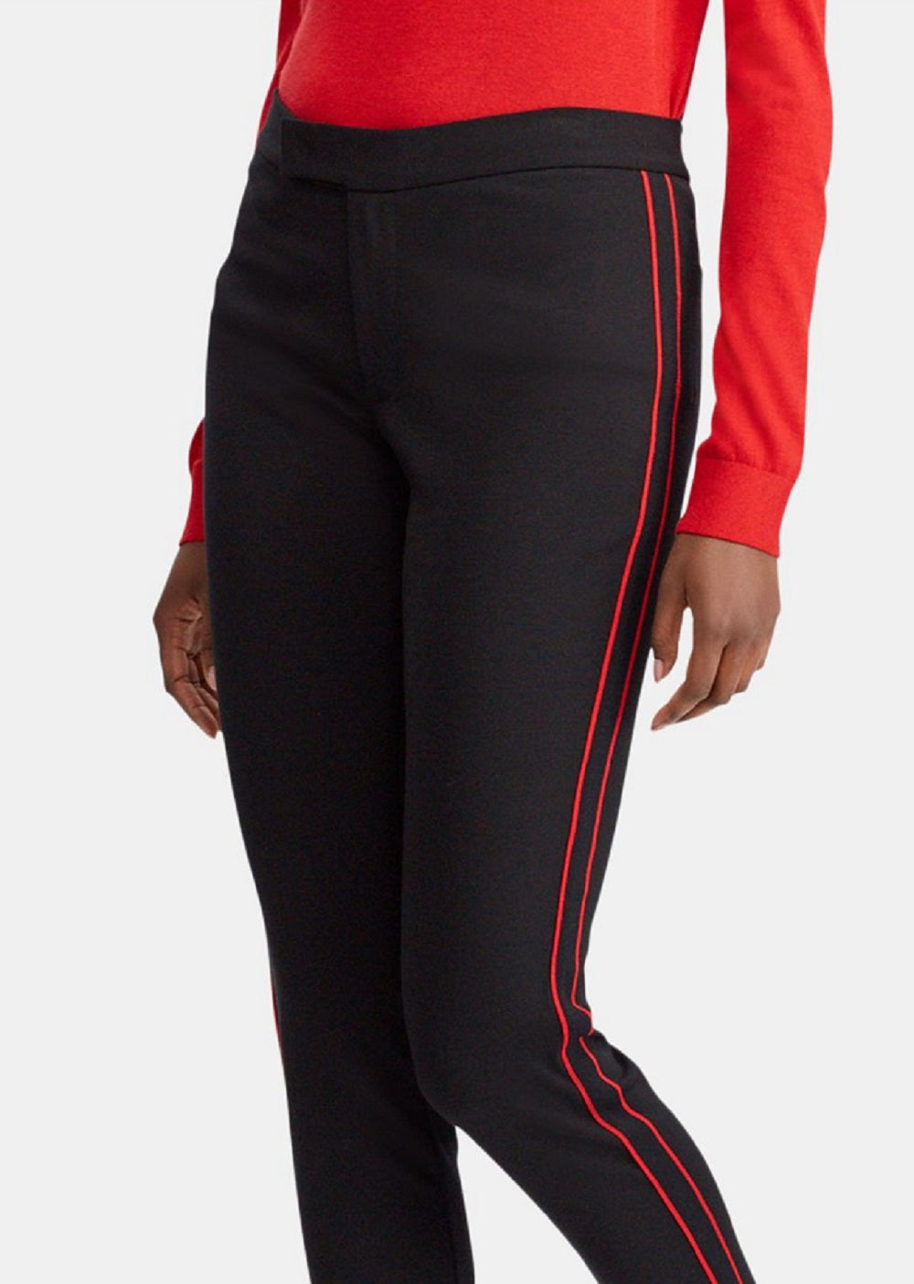 Calça Skinny Ponte Listrada Feminina Ralph Lauren Preta Tamanho Médio