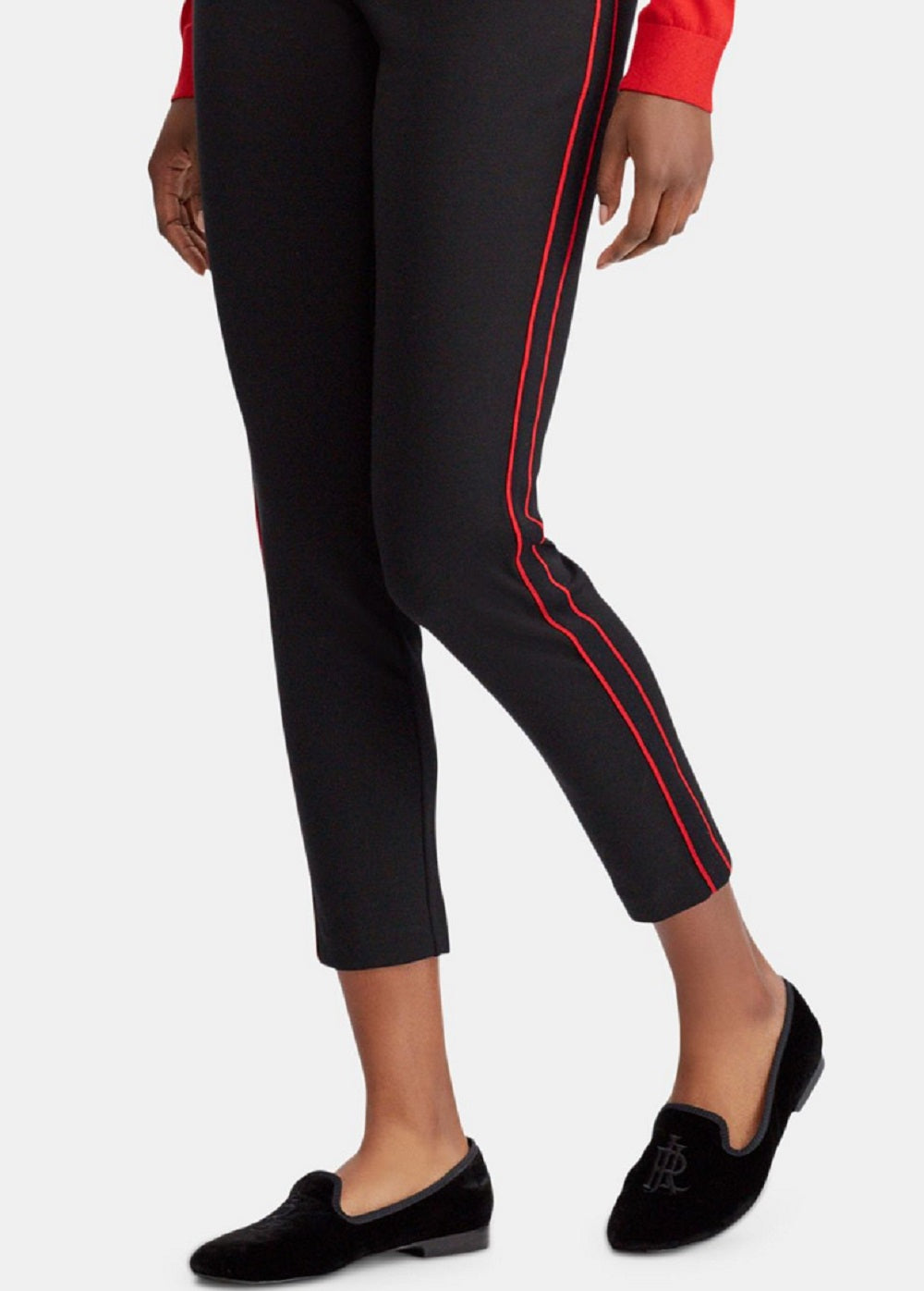 Calça Skinny Ponte Listrada Feminina Ralph Lauren Preta Tamanho Médio