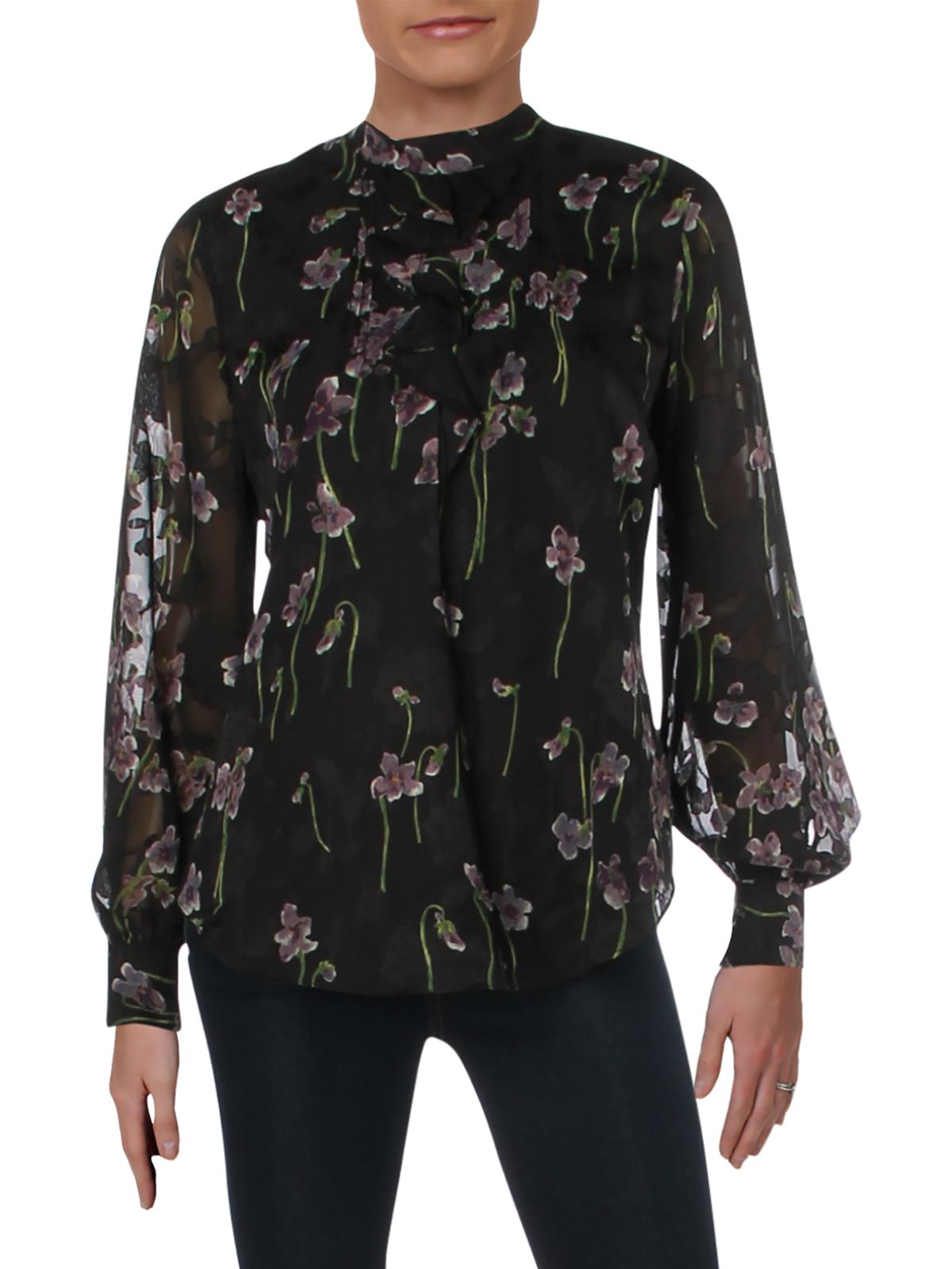 Blusa Ralph Lauren Feminina Ozarra Estampa Floral Gola Careca Preta Tamanho 12
