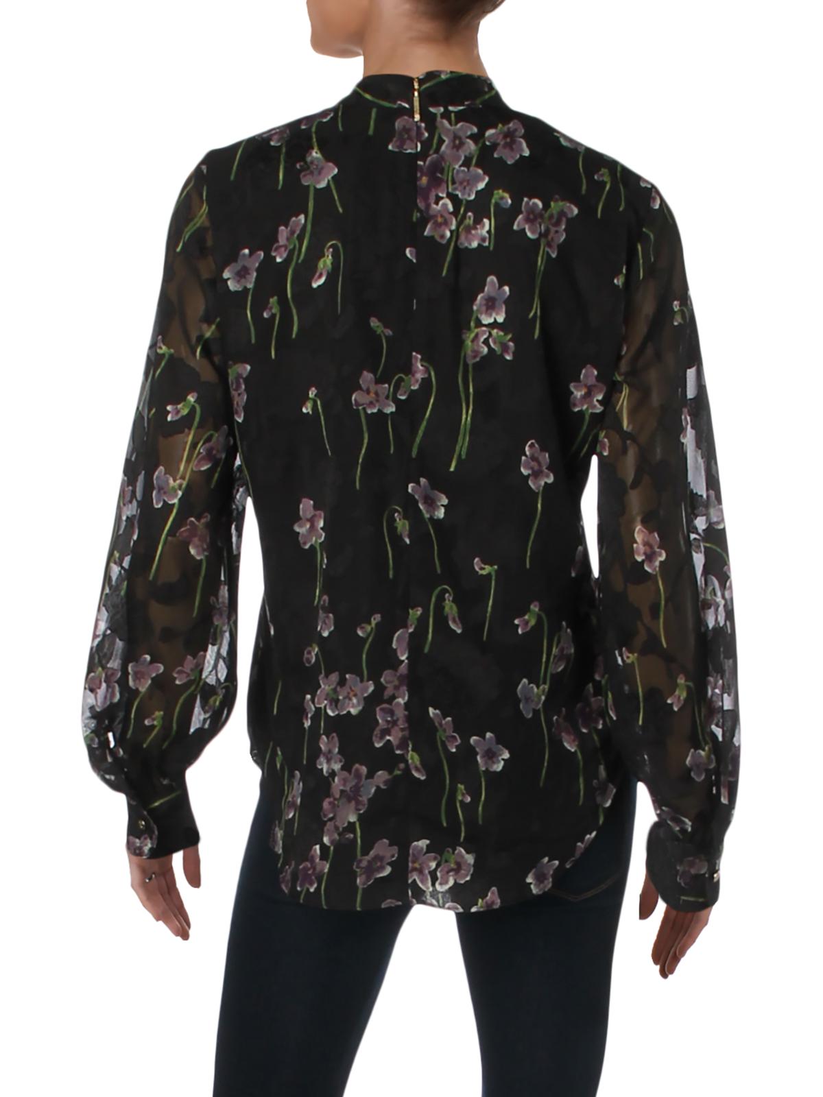 Blusa Ralph Lauren Feminina Ozarra Estampa Floral Gola Careca Preta Tamanho 12