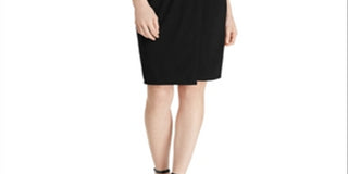 Vestido de malha franzido feminino Ralph Lauren, preto, tamanho 12, pequeno