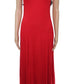 Vestido longo de malha Ralph Lauren feminino com decote redondo, vermelho, tamanho pequeno