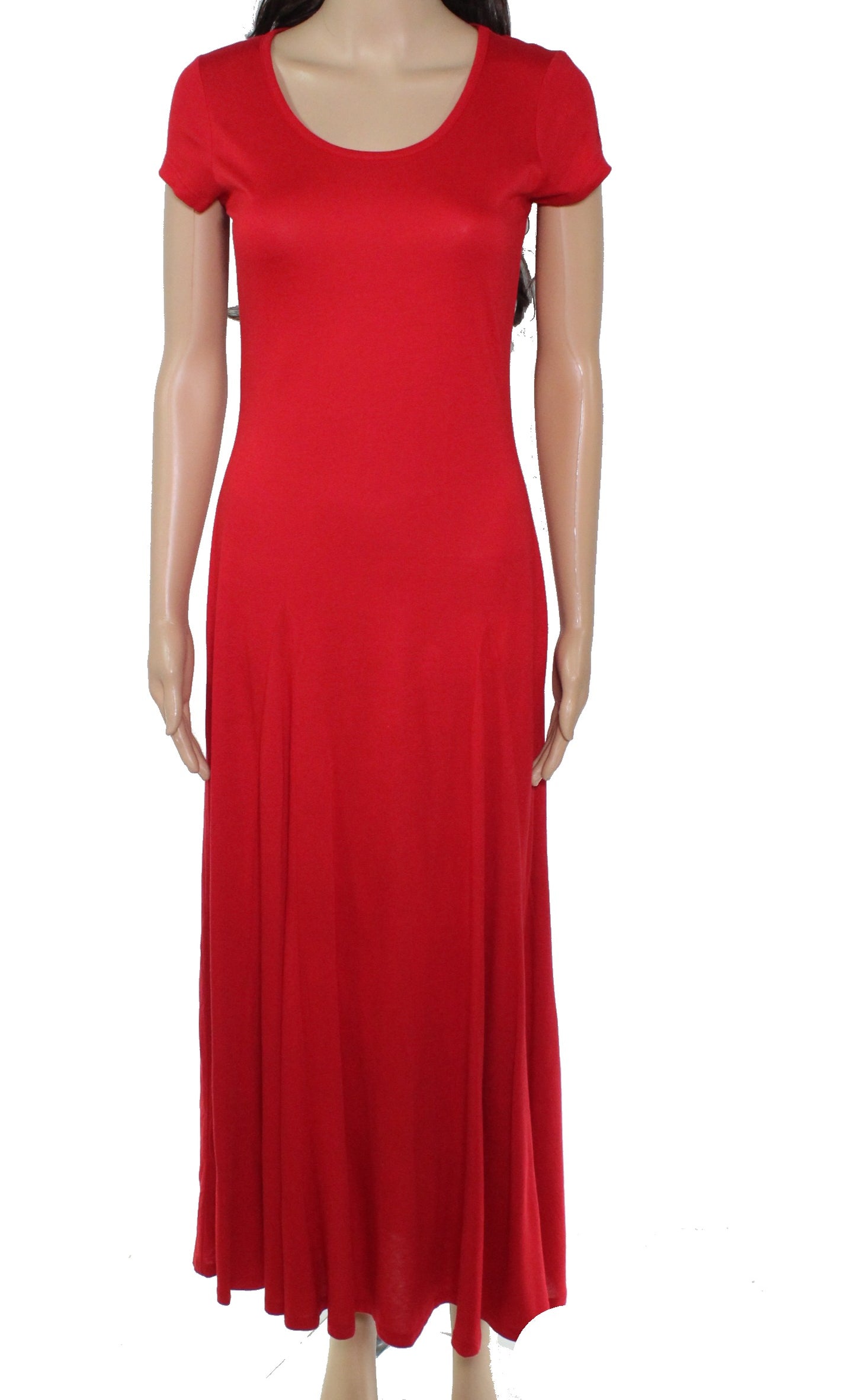 Vestido longo de malha Ralph Lauren feminino com decote redondo, vermelho, tamanho pequeno