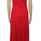 Vestido longo de malha Ralph Lauren feminino com decote redondo, vermelho, tamanho pequeno