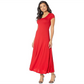 Vestido longo de malha Ralph Lauren feminino com decote redondo, vermelho, tamanho pequeno