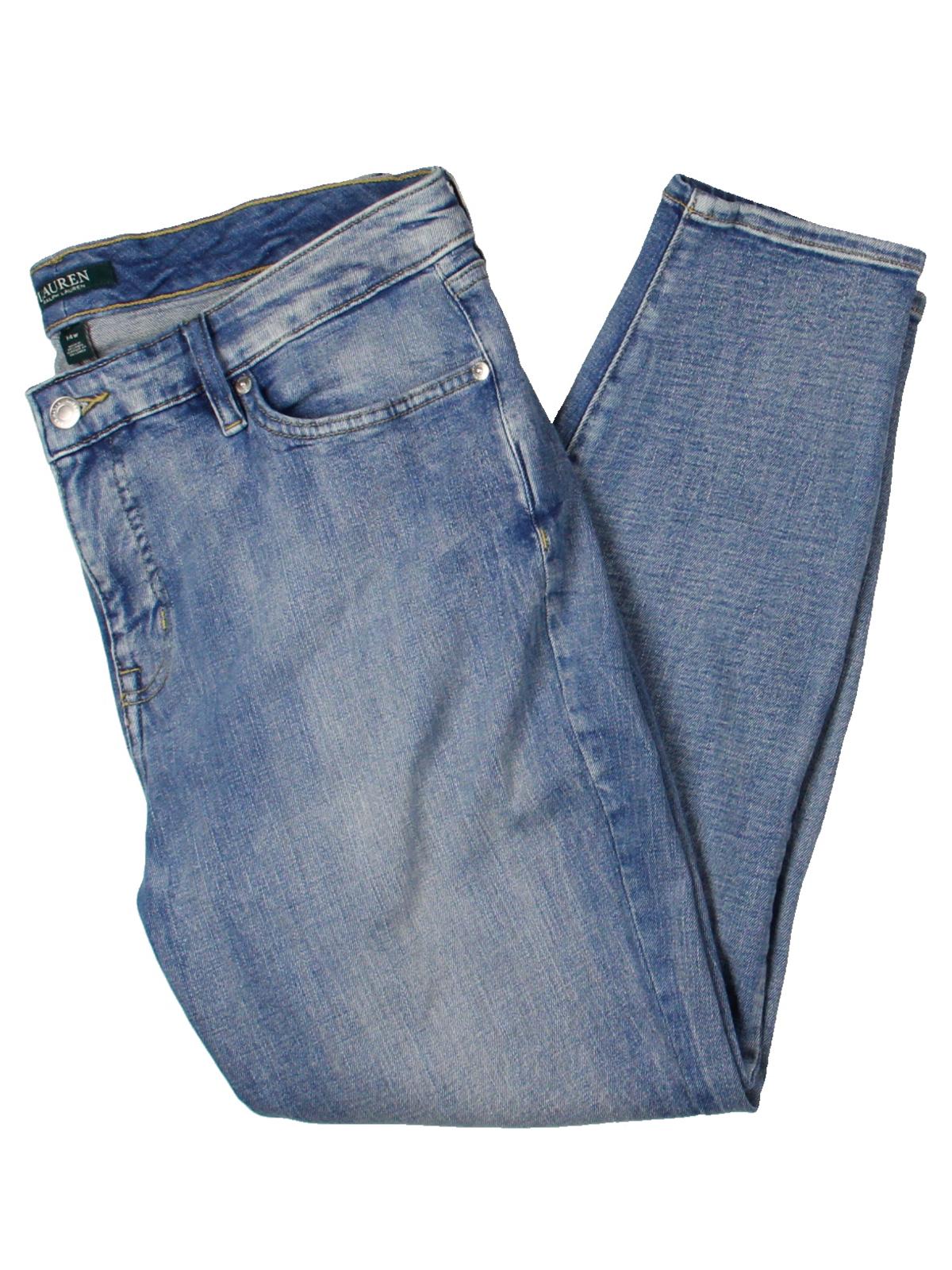 Calça Jeans Skinny Ralph Lauren Plus Denim Cintura Média Feminina Azul Tamanho 20W