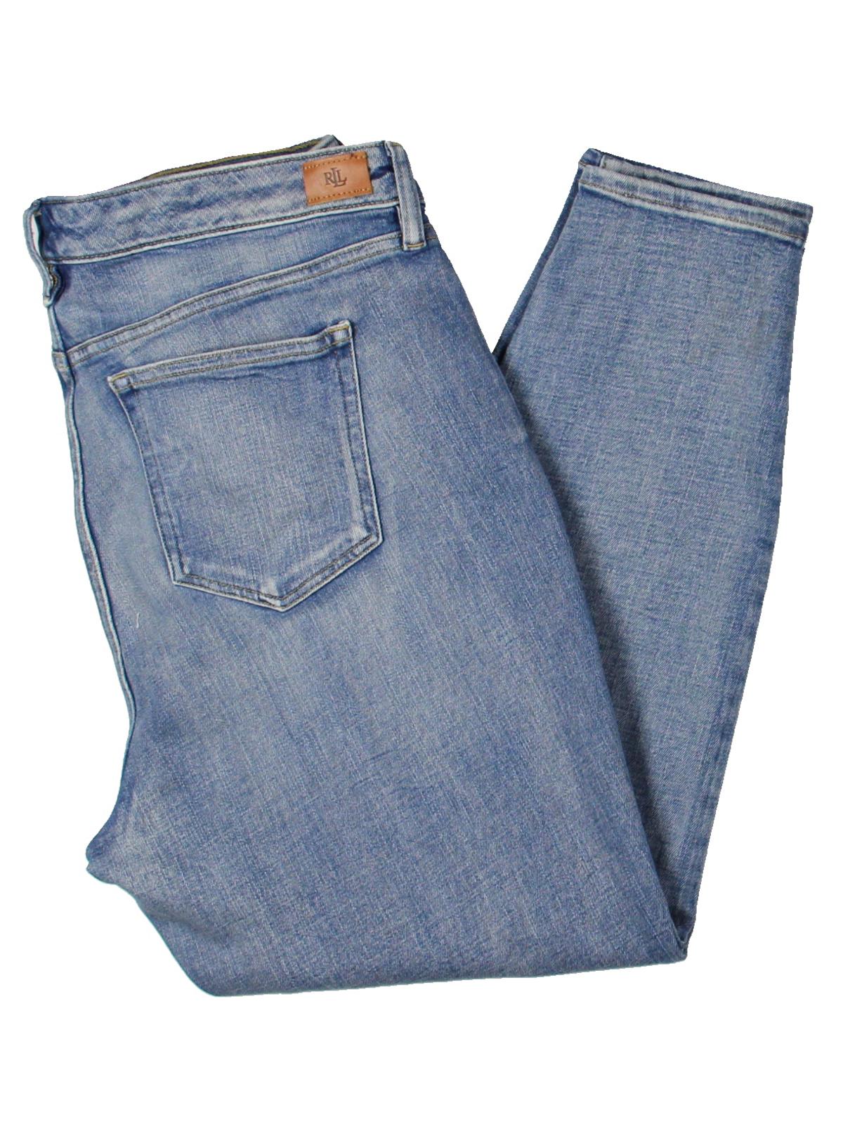 Calça Jeans Skinny Ralph Lauren Plus Denim Cintura Média Feminina Azul Tamanho 20W