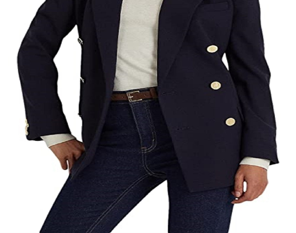 Blazer Ralph Lauren Feminino de Lã Elástica Azul Tamanho 6