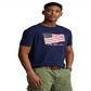 Camiseta Polo Ralph Lauren Masculina Classic Fit Bandeira Americana Azul Tamanho P
