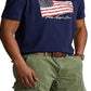Camiseta Polo Ralph Lauren Masculina Classic Fit Bandeira Americana Azul Tamanho P