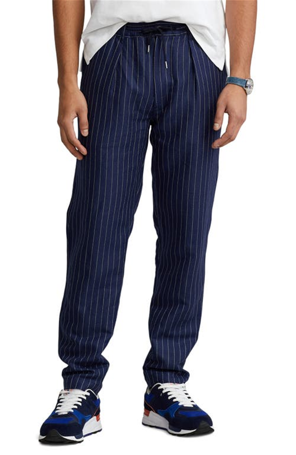Calça Polo Ralph Lauren Masculina de Linho Misto Azul Tamanho P
