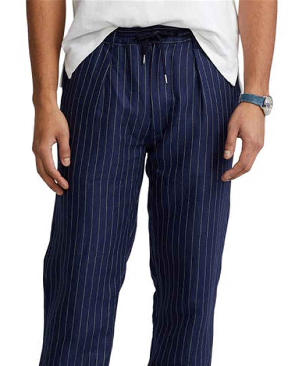 Calça Polo Ralph Lauren Masculina de Linho Misto Azul Tamanho P