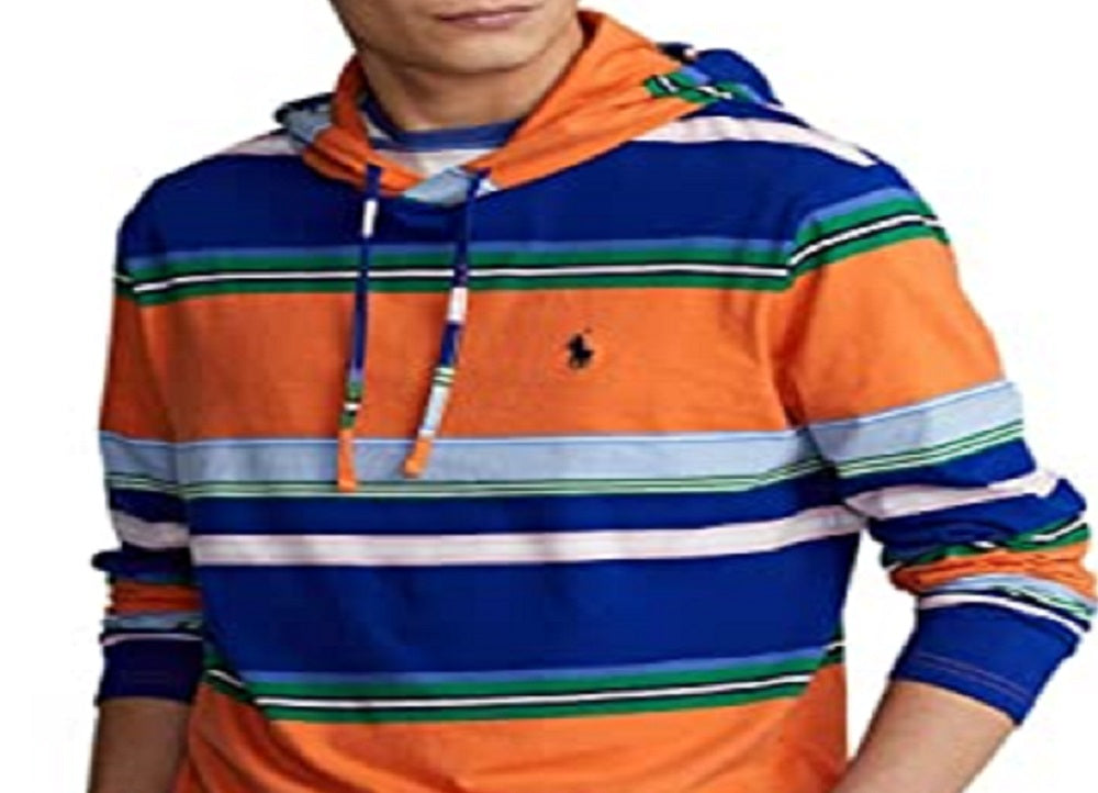 Camiseta Polo Ralph Lauren Masculina Listrada com Capuz Laranja Tamanho P