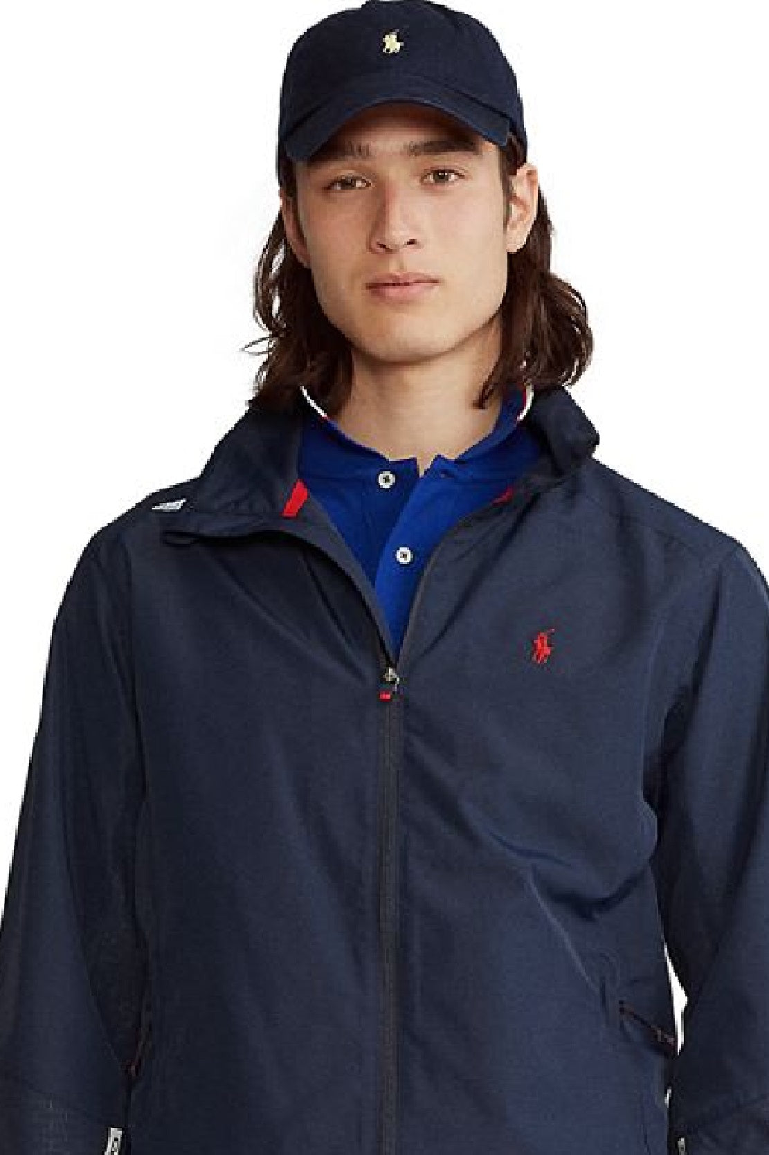 Jaqueta Polo Ralph Lauren Masculina Reciclada com Zíper Azul Tamanho P