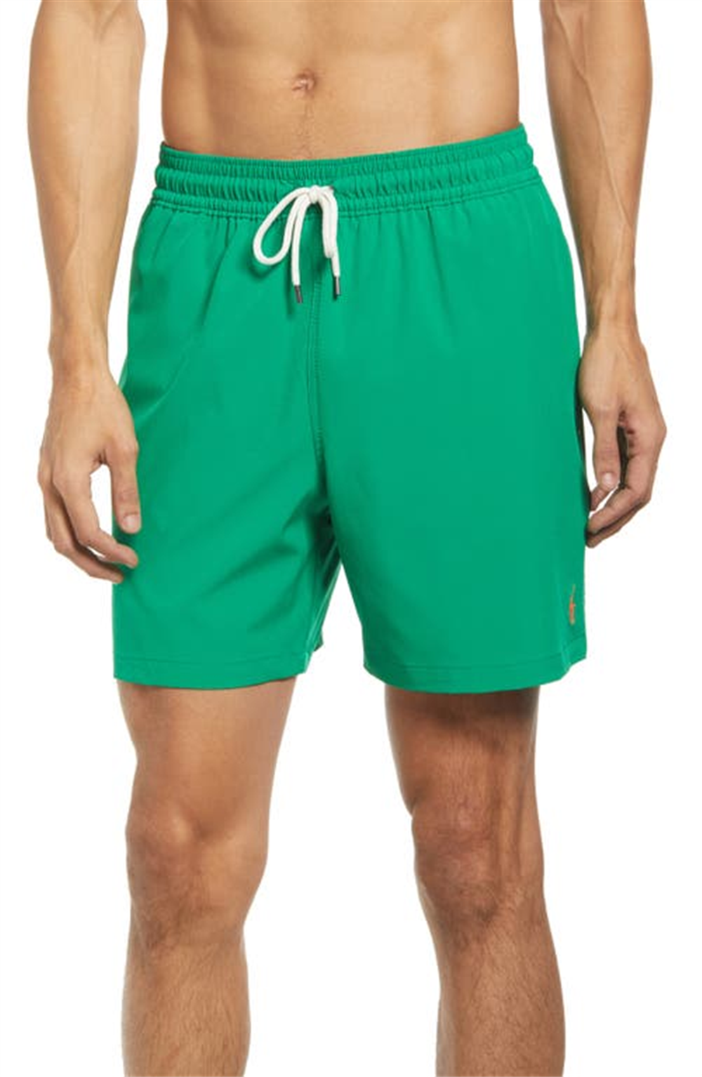 Calção de banho masculino Polo Ralph Lauren Traveler Solid, verde, tamanho médio