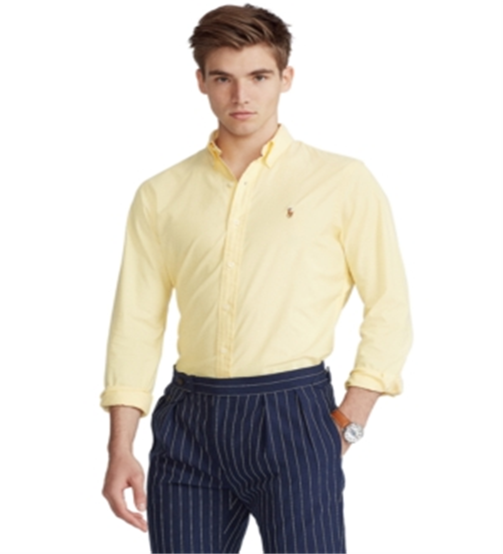 Camisa Oxford Stretch Classic Fit Masculina Ralph Lauren Amarela Tamanho XX-G