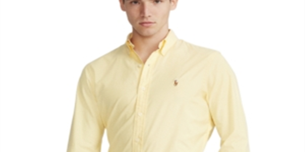 Camisa Oxford Stretch Classic Fit Masculina Ralph Lauren Amarela Tamanho XX-G