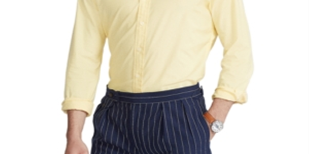 Camisa Oxford Stretch Classic Fit Masculina Ralph Lauren Amarela Tamanho XX-G